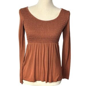 American Eagle Terracotta/orange Smocked Soft Sexy Women’s Long Sleeve Top XS